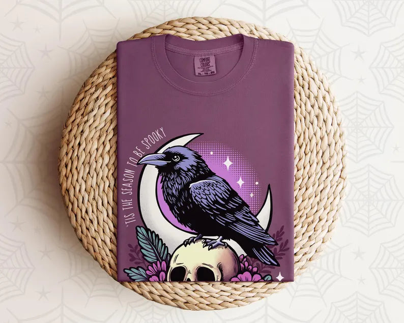 'Tis The Season To Be Spooky Crow & Skull T-Shirt