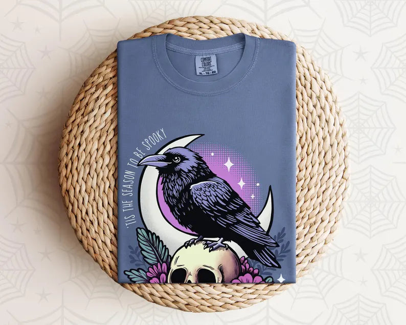 'Tis The Season To Be Spooky Crow & Skull T-Shirt