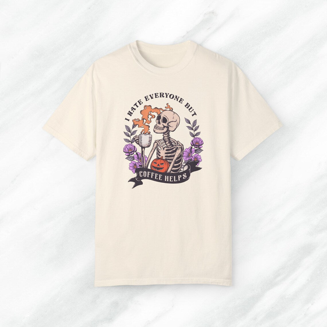 I Hate Everyone But Coffee Helps T-Shirt, Halloween Shirt, Coffee Shirt