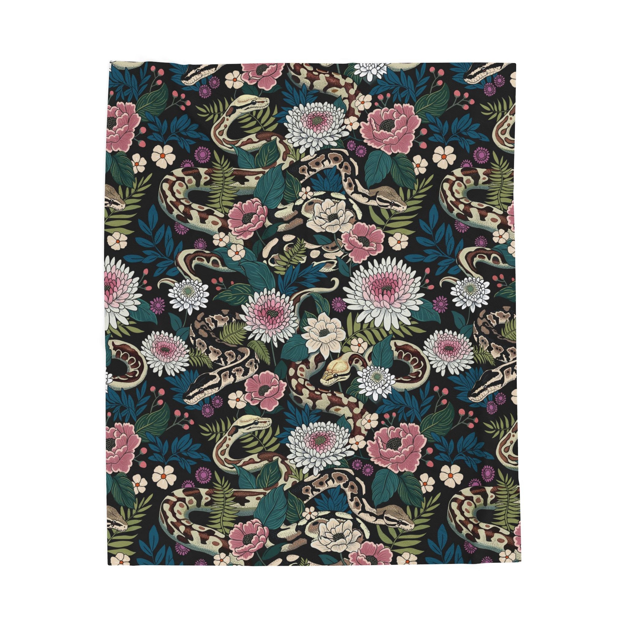 Floral Pythons Plush Blanket