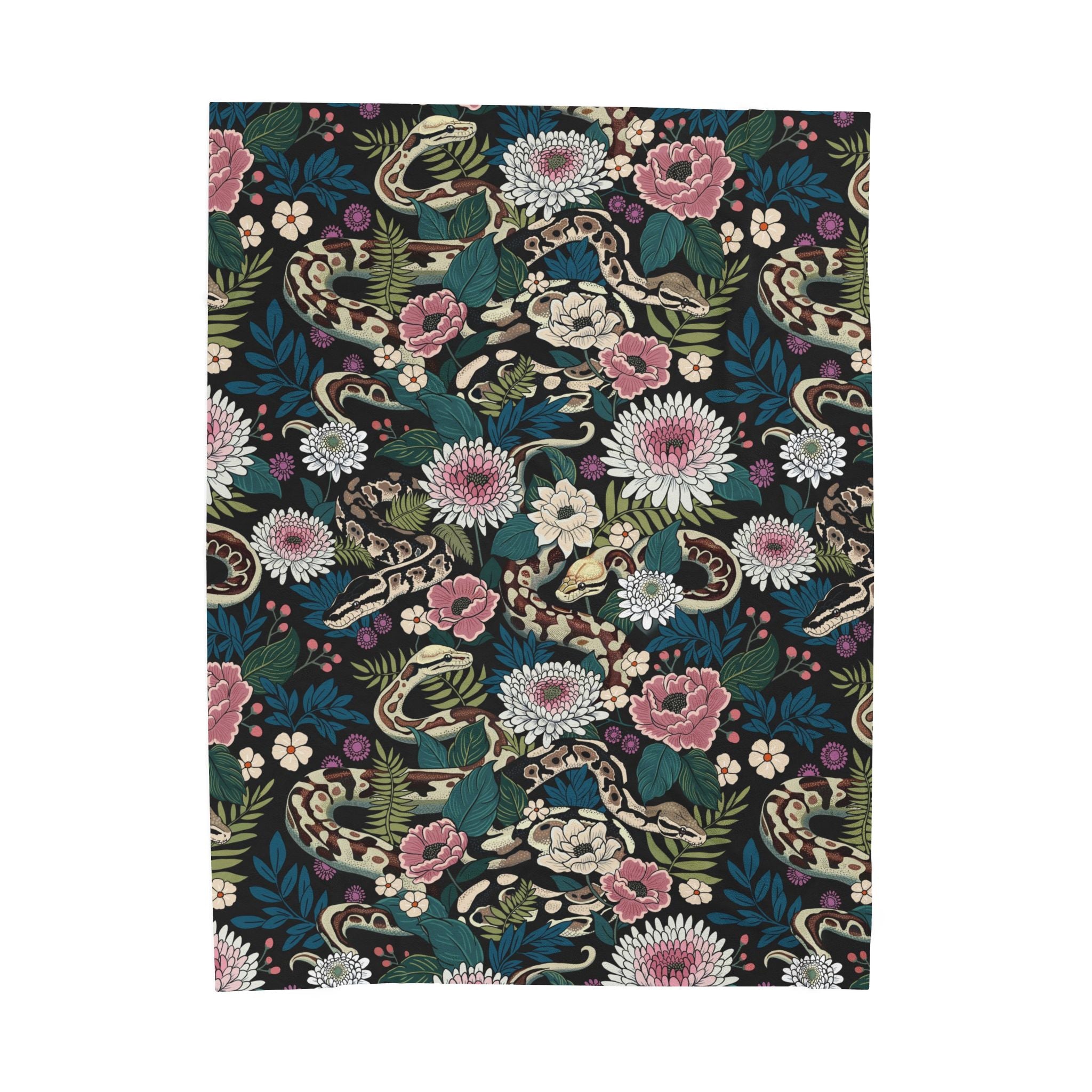Floral Pythons Plush Blanket