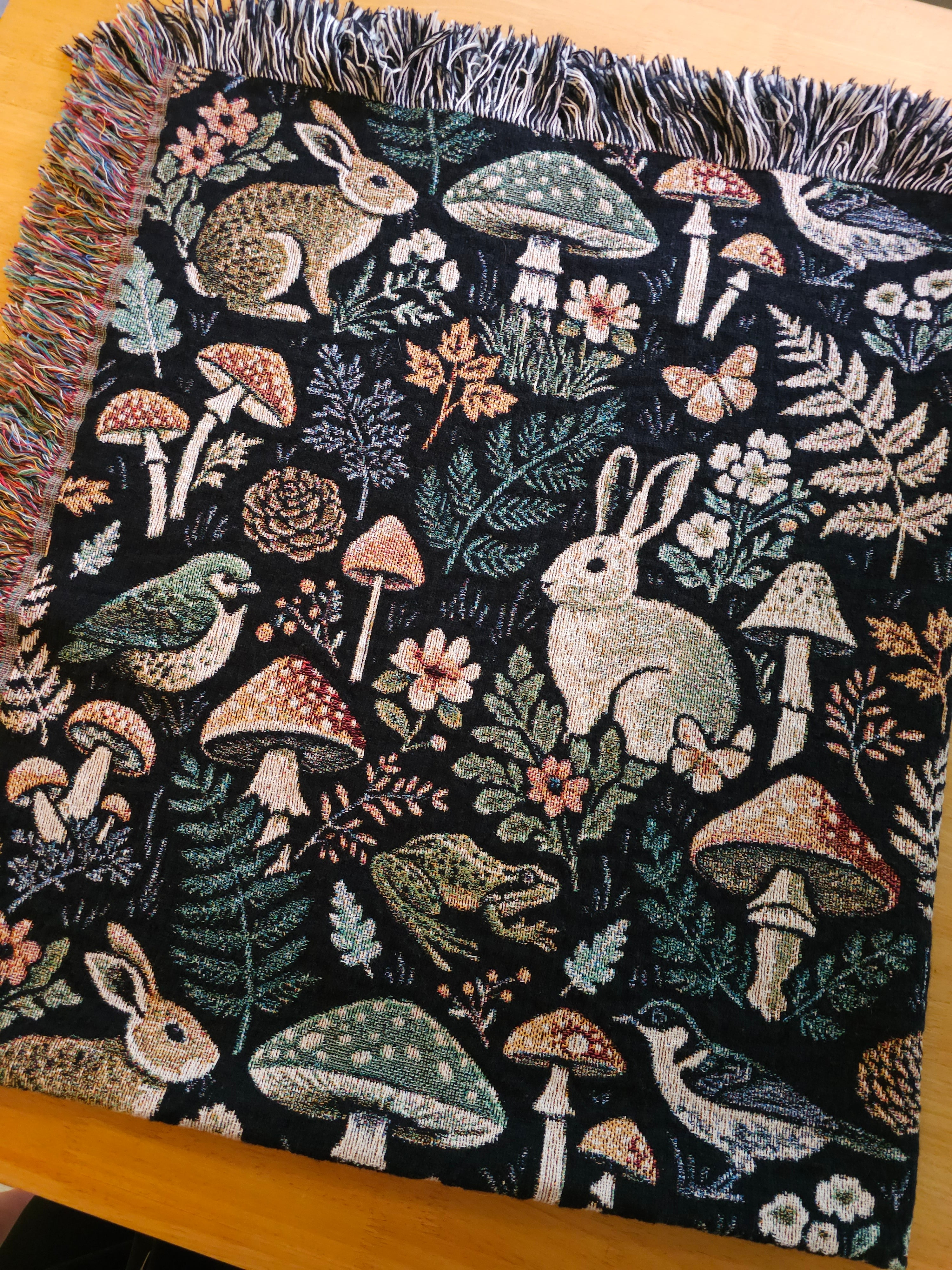 Forest Flora and Fauna Woven Blanket