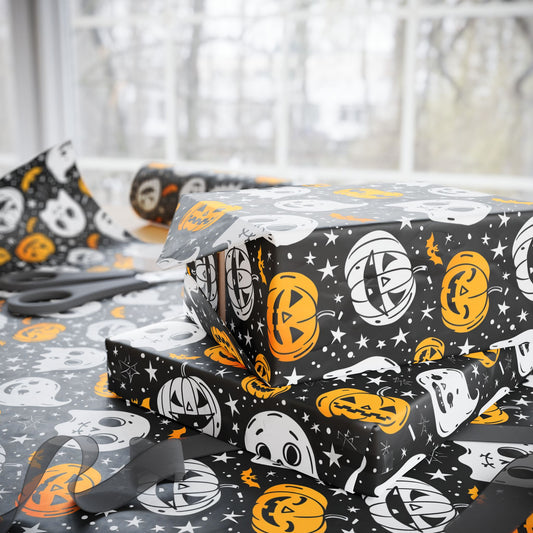 Pumpkins and Ghosts Halloween Wrapping Paper