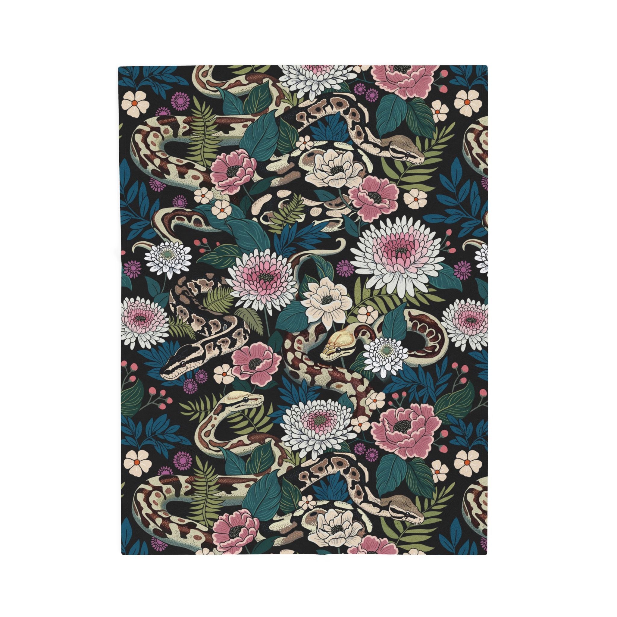 Floral Pythons Plush Blanket