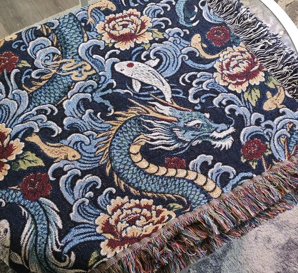 Dragon Waves Woven Blanket