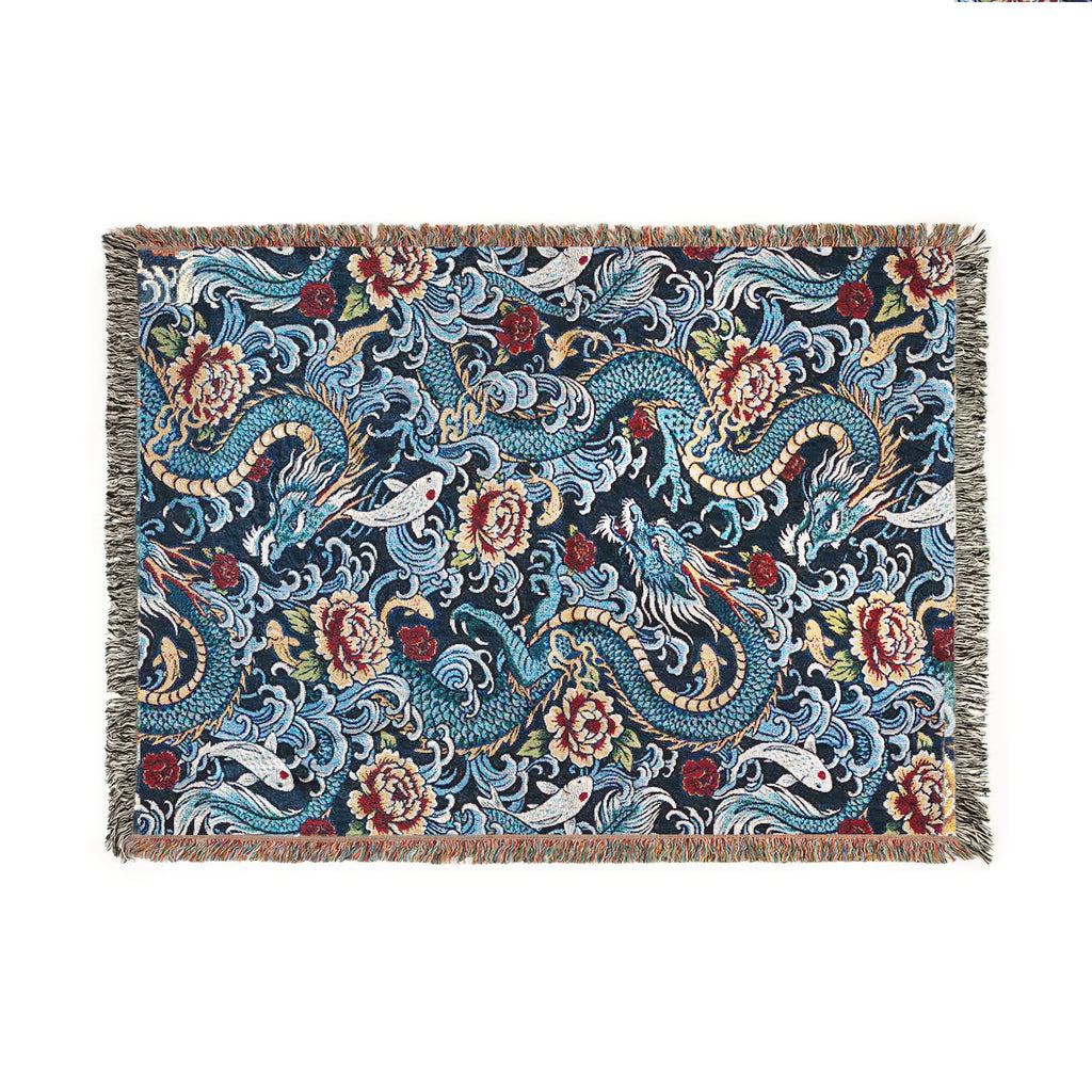 Dragon Waves Woven Blanket