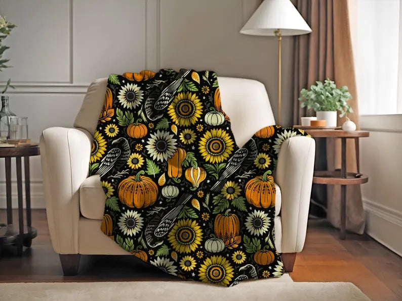 Autumn Crows Plush Blanket