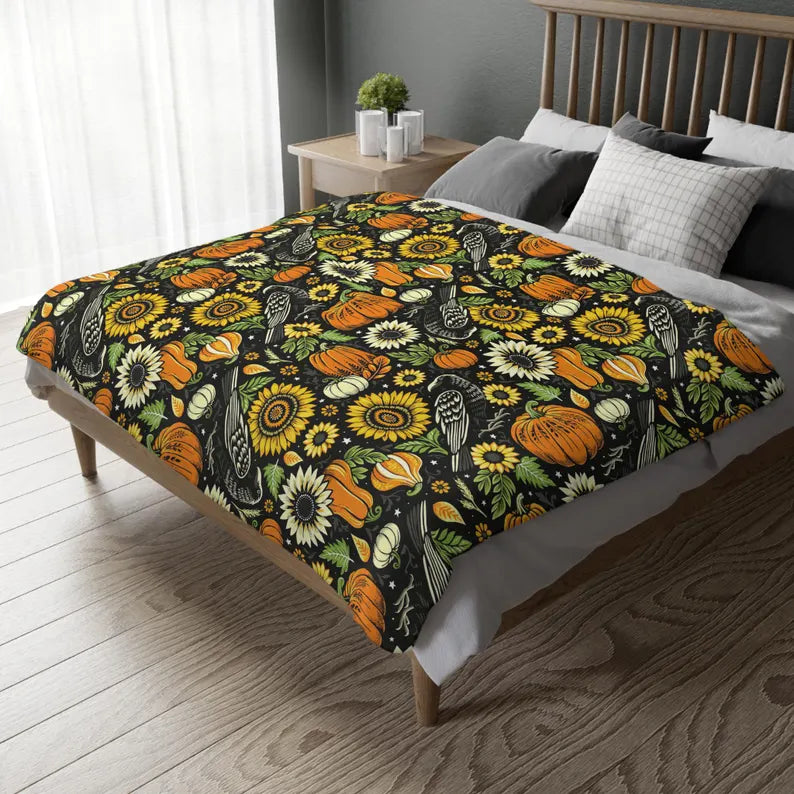 Autumn Crows Plush Blanket