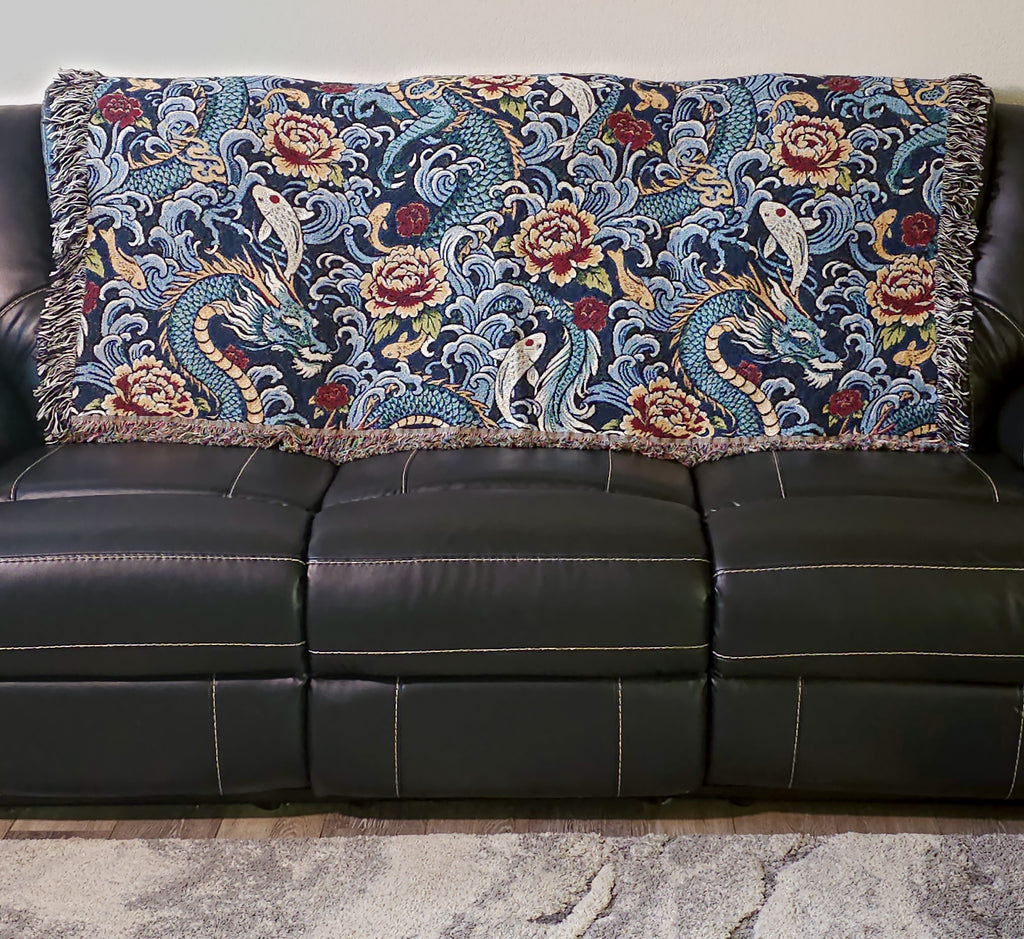 Dragon Waves Woven Blanket