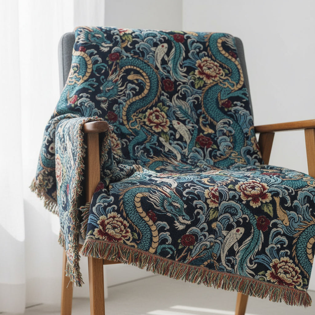 Dragon Waves Woven Blanket