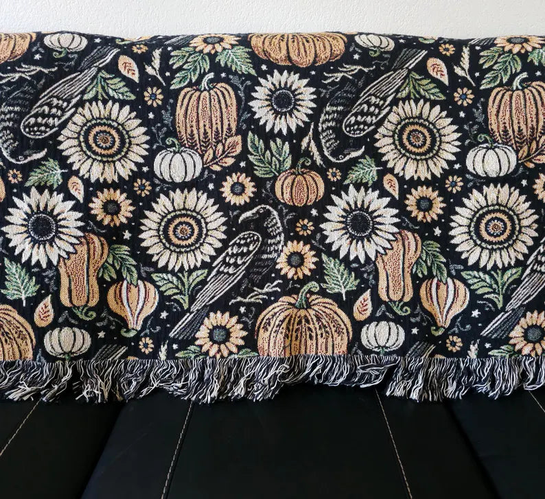 Autumn Crows Woven Blanket