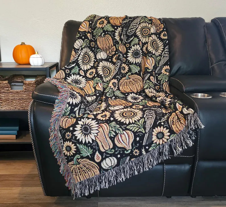 Autumn Crows Woven Blanket