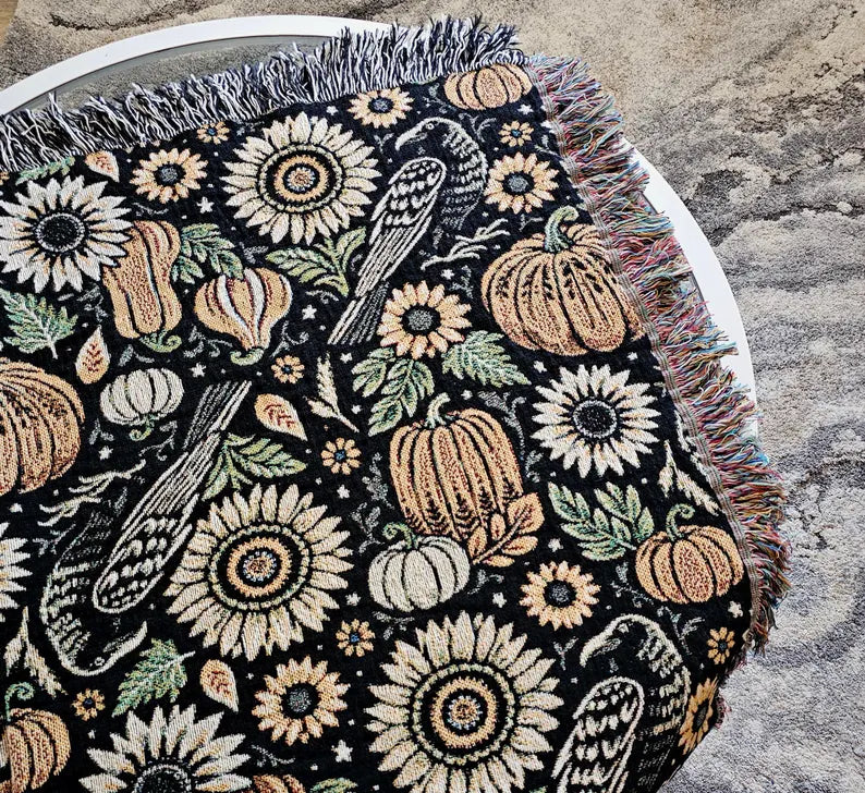 Autumn Crows Woven Blanket