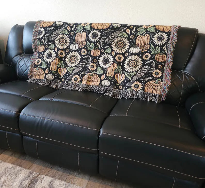 Autumn Crows Woven Blanket