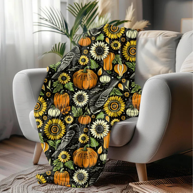 Autumn Crows Plush Blanket