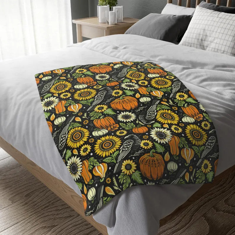 Autumn Crows Plush Blanket