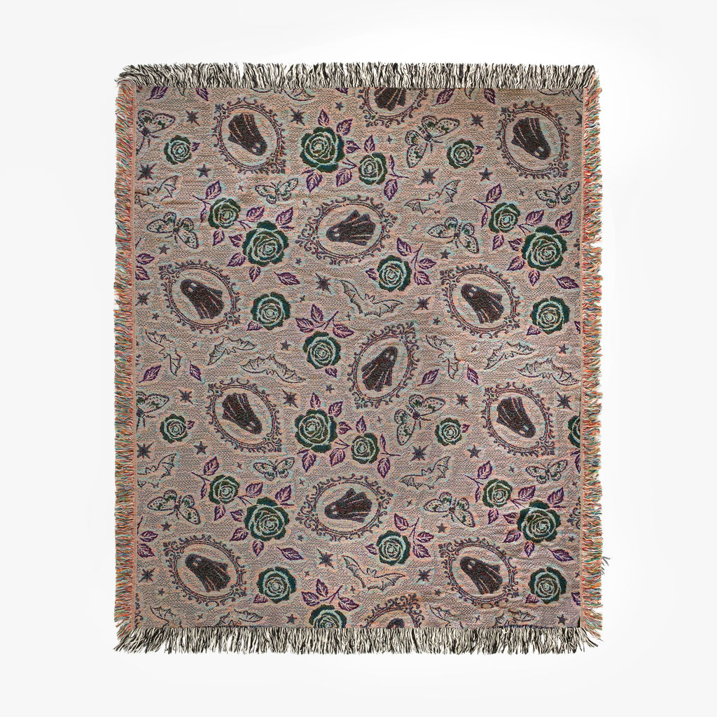 Floral Ghosts Woven Blanket