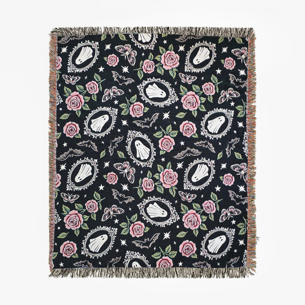 Floral Ghosts Woven Blanket