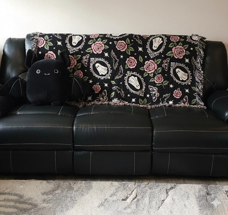 Floral Ghosts Woven Blanket