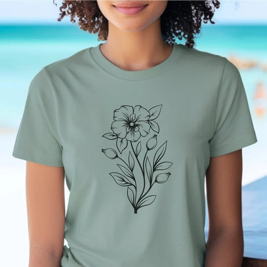 Women's Favorite Flower Tee, Garden Shirt, Minimalist Shirt, Floral Shirt
