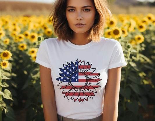 Patriotic Sunflower T-Shirt, 4th of July, America shirt, Independence Day