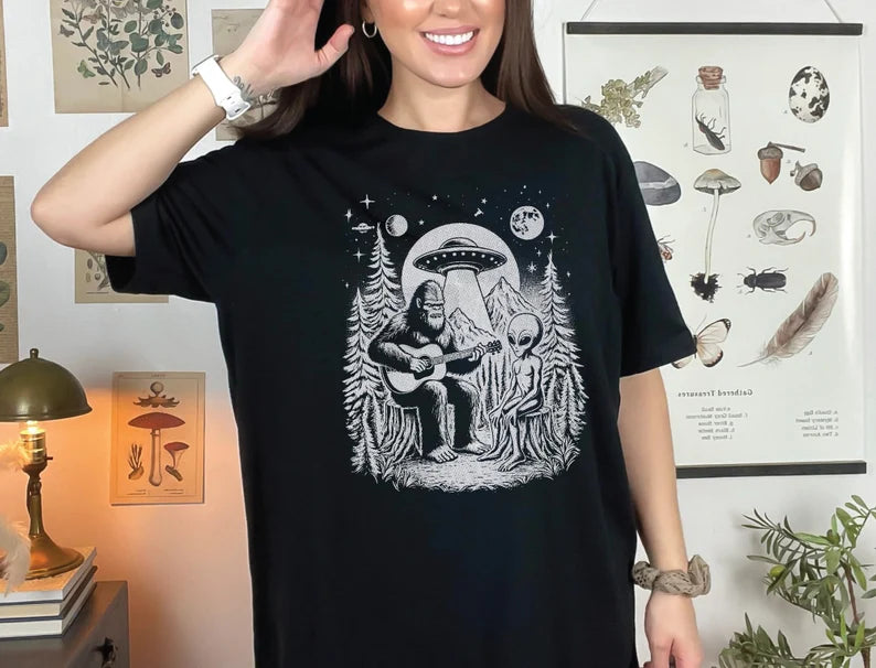 Bigfoot & Aliens T-Shirt, Funny Shirt