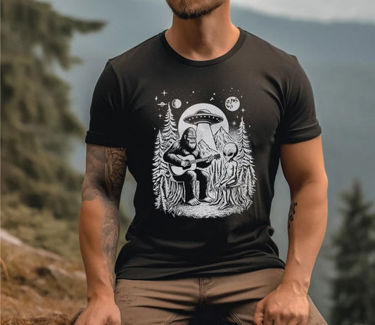 Bigfoot & Aliens T-Shirt, Funny Shirt