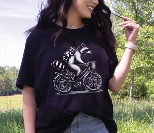 Raccoon On A Bicycle T-Shirt