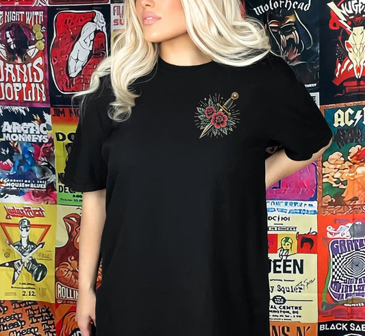 Tattoo Dagger and Roses Vintage Style Shirt, Sailor Tattoo, Unisex, Retro Tattoo Shirt, Tattoo Top, Old School Tattoo T-Shirt