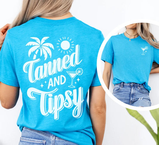 Tanned And Tipsy - T-shirt, Vacation Tee, Beach Shirt, Tropical, Drinking shirt, Summer T Shirt