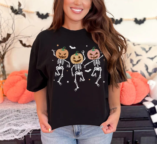 Dancing Pumpkin Skeletons  Halloween T-Shirt