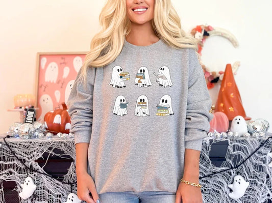 Bookish Ghosts Halloween Crewneck Sweatshirt