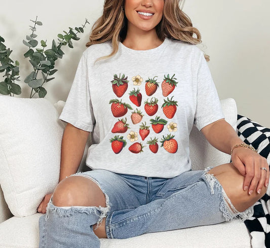 Vintage Strawberry Graphic T-Shirt, Gardener Gift, Foodie Gift, Women's Shirt