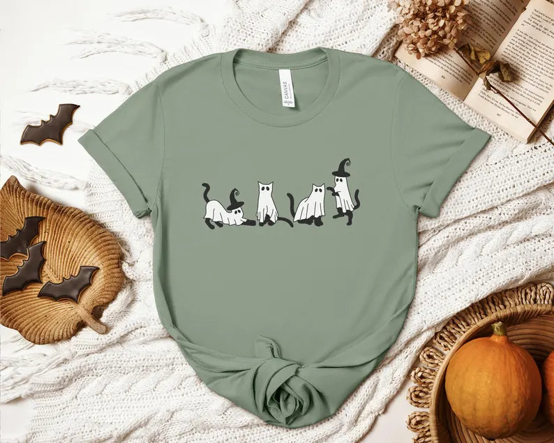 Halloween Ghost Cats T-Shirt