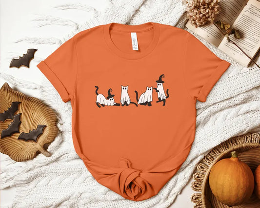 Halloween Ghost Cats T-Shirt