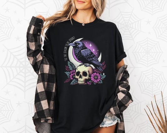 'Tis The Season To Be Spooky Crow & Skull T-Shirt