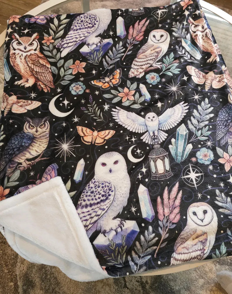 Mystical Owls Plush Blanket