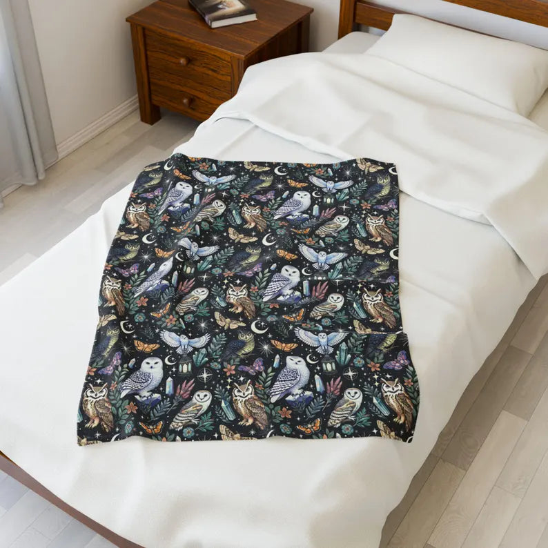 Mystical Owls Plush Blanket