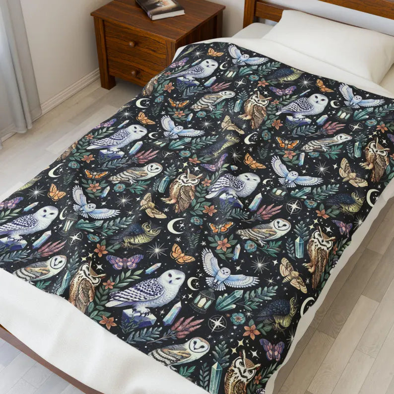 Mystical Owls Plush Blanket