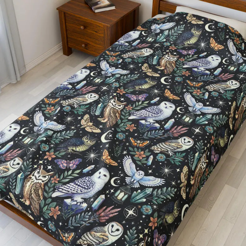 Mystical Owls Plush Blanket