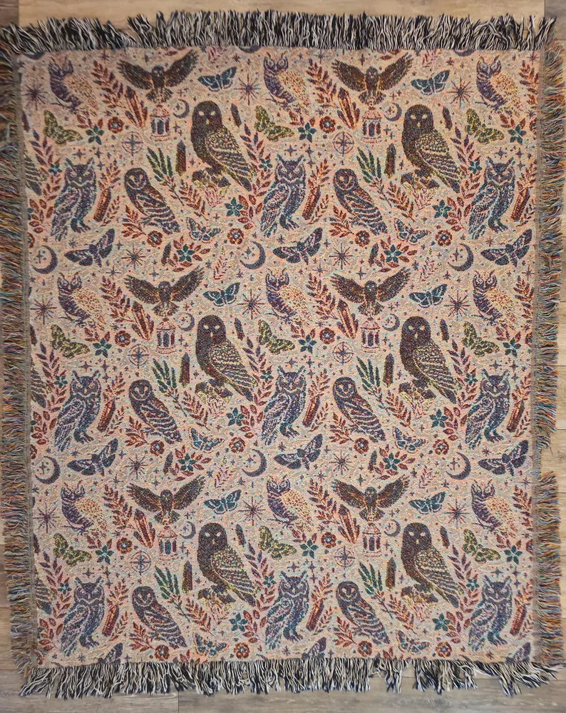 Mystical Owls Woven Blanket