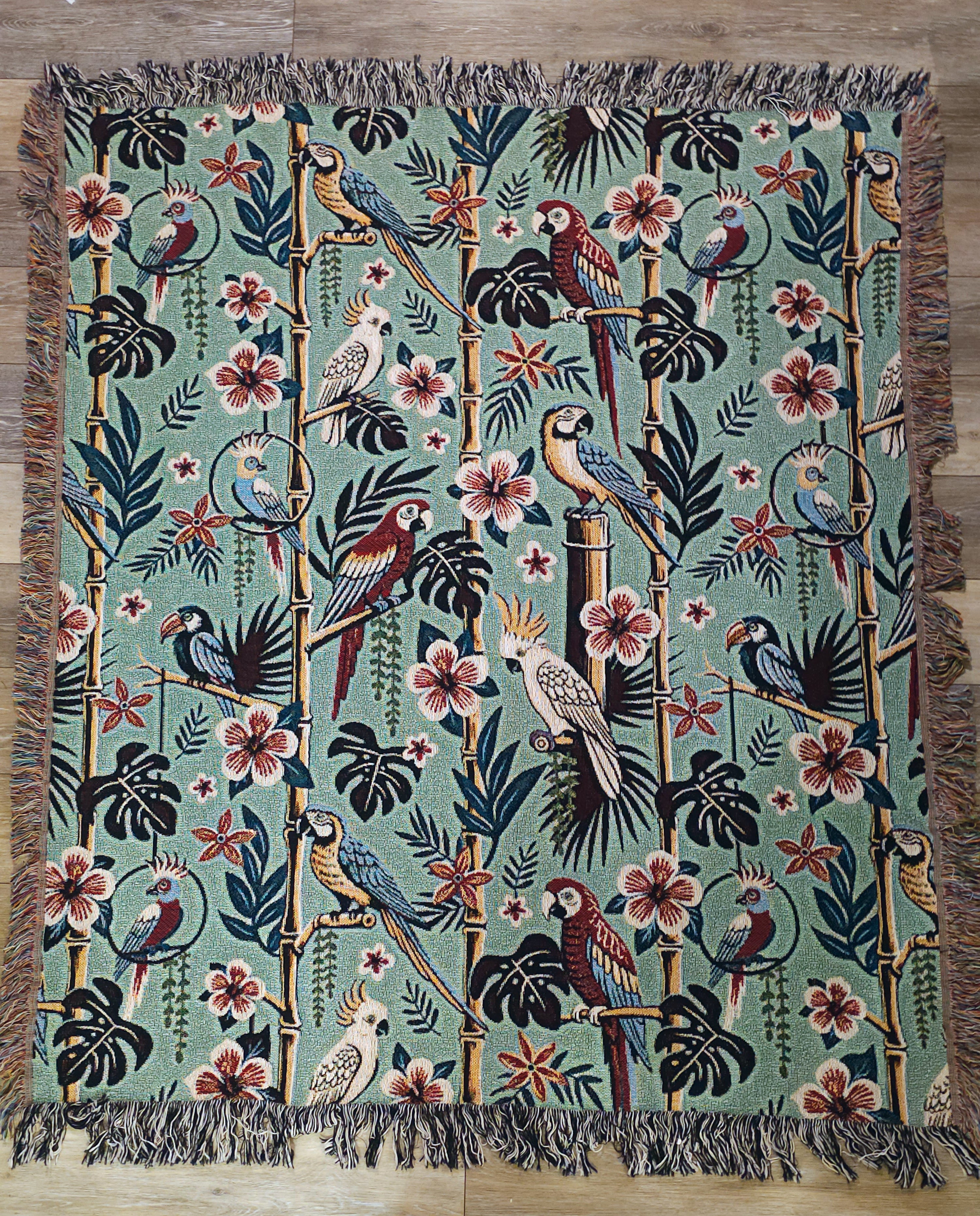 Tiki Parrots Woven Blanket