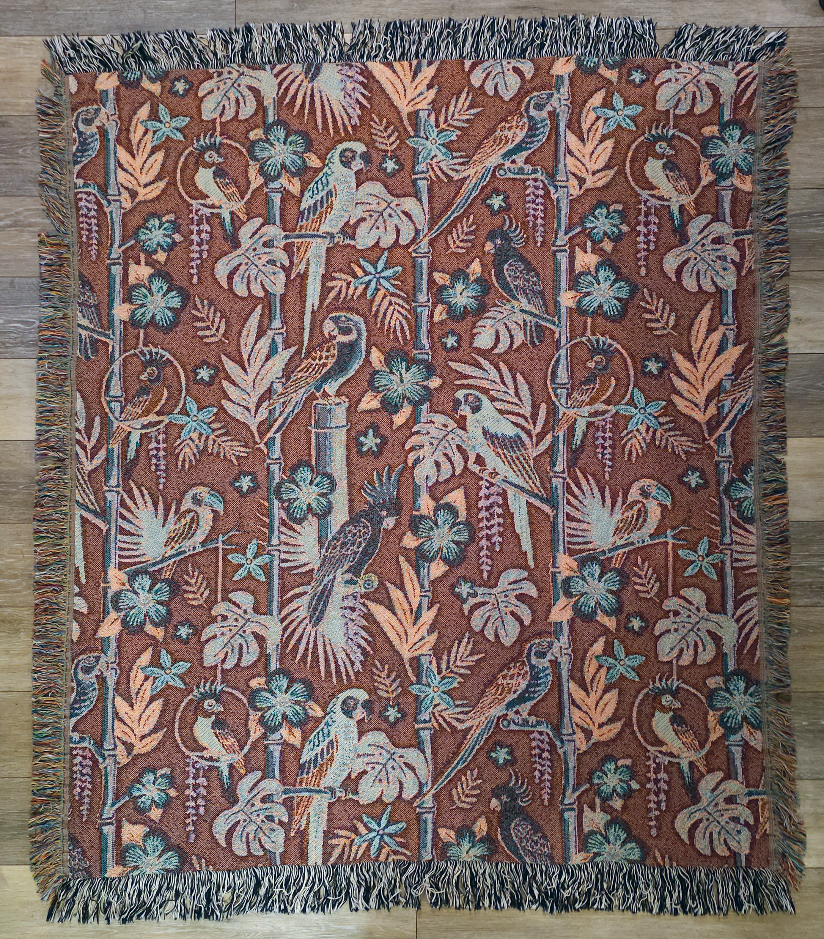 Tiki Parrots Woven Blanket