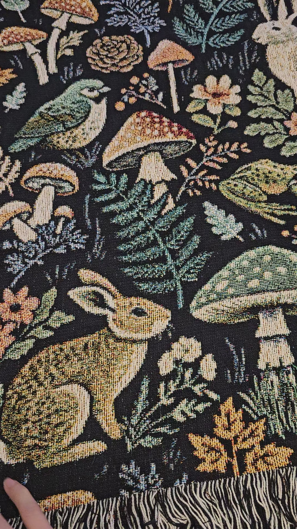 Forest Flora and Fauna Woven Blanket