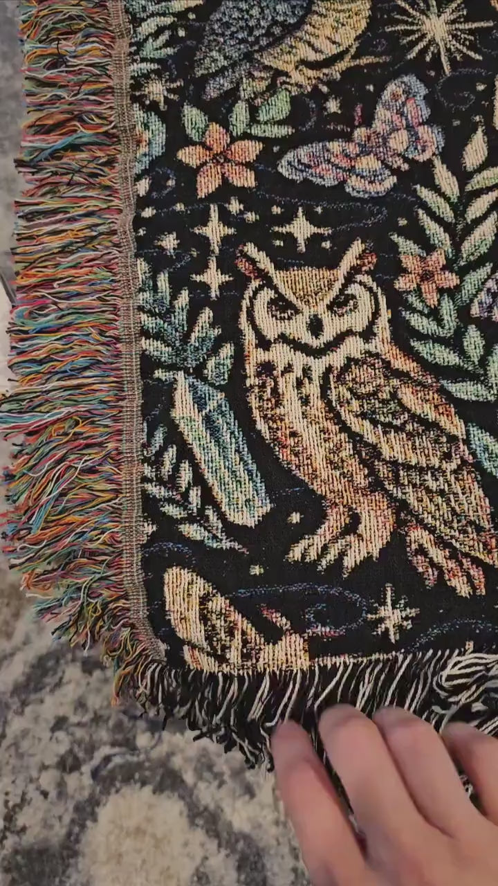 Mystical Owls Woven Blanket
