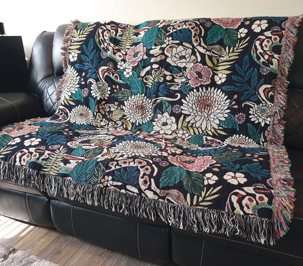 Floral Pythons Woven Blanket