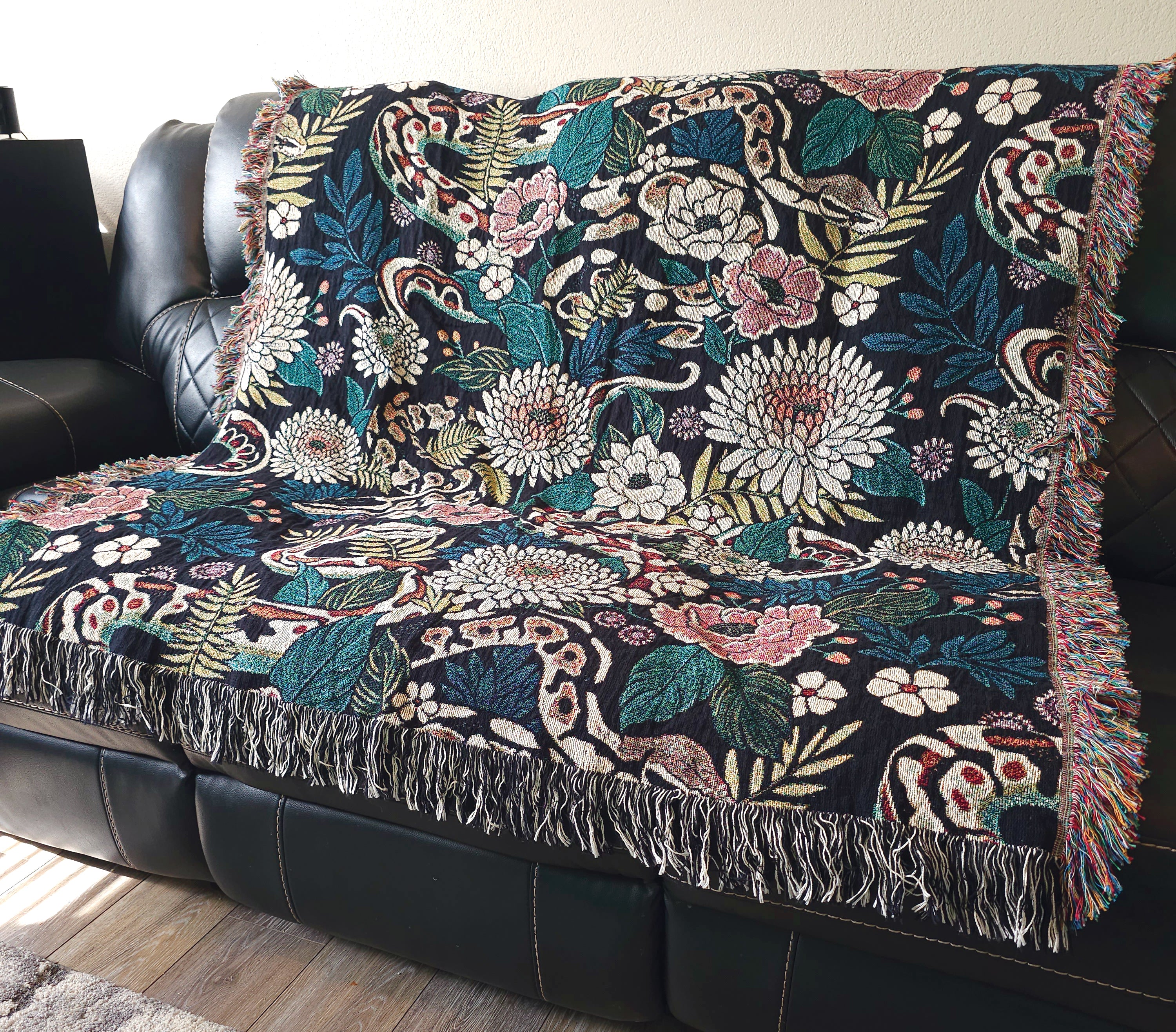 Floral Pythons Woven Blanket
