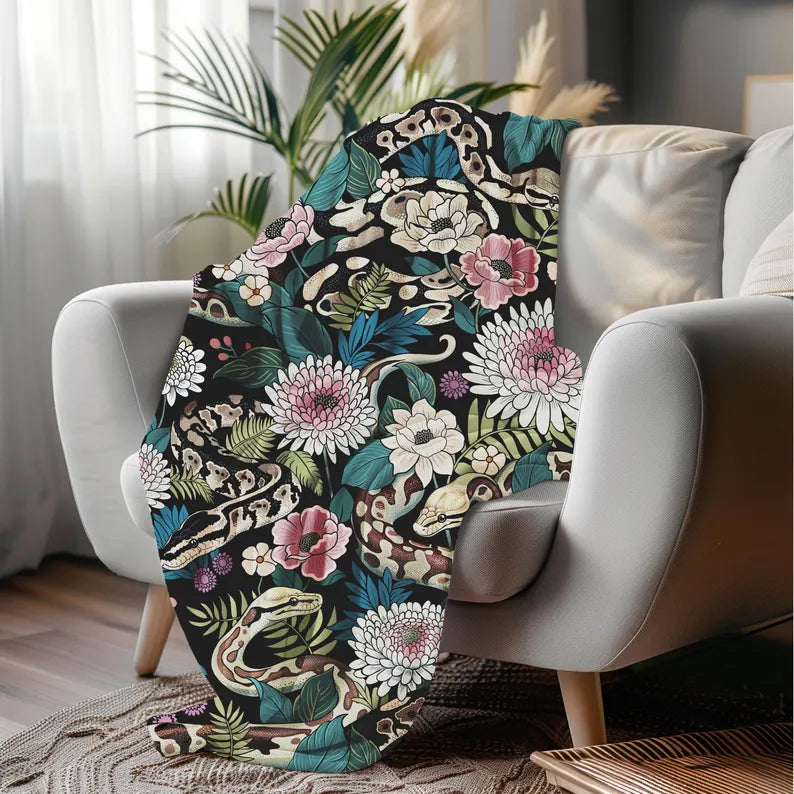 Floral Pythons Plush Blanket