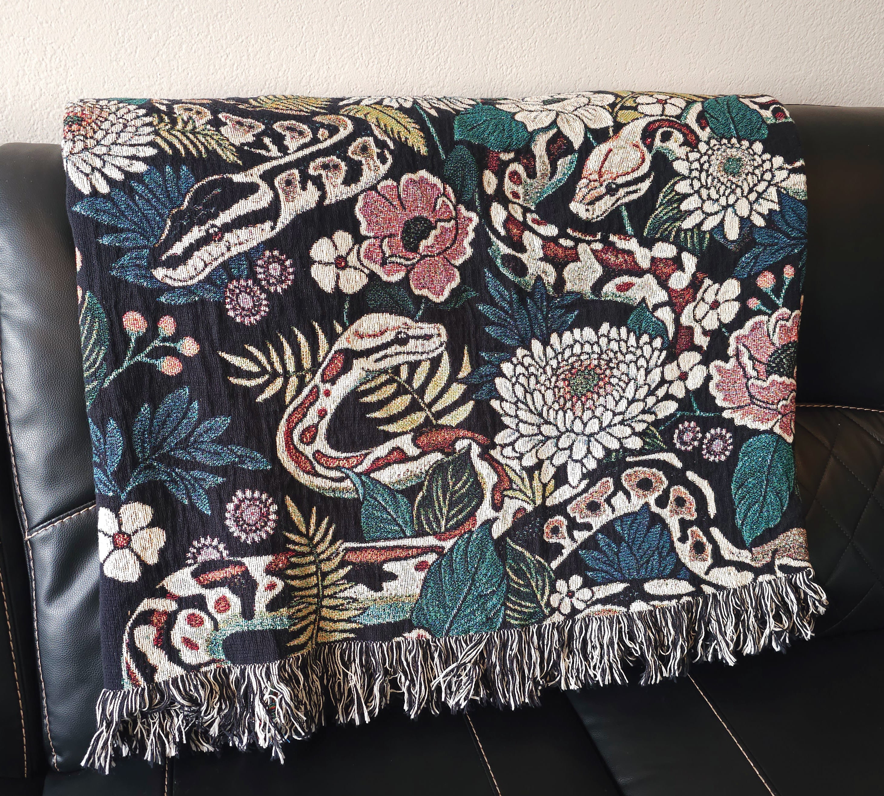 Floral Pythons Woven Blanket