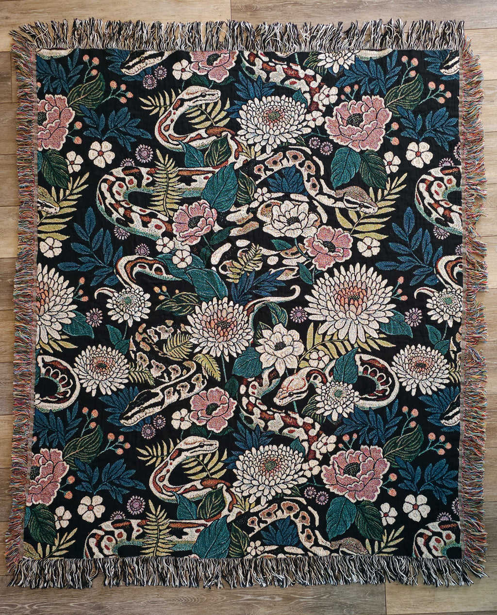 Floral Pythons Woven Blanket